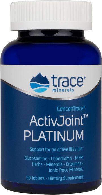 Trace Minerals | Active Joint Platinum | Glucosamine, Chondroitin, MSM, Herbs, Minerals, Enzymes, ConcenTrace | Dietary Supplement for Bone, Active Joints, and Ligament Support | 90 Tablets