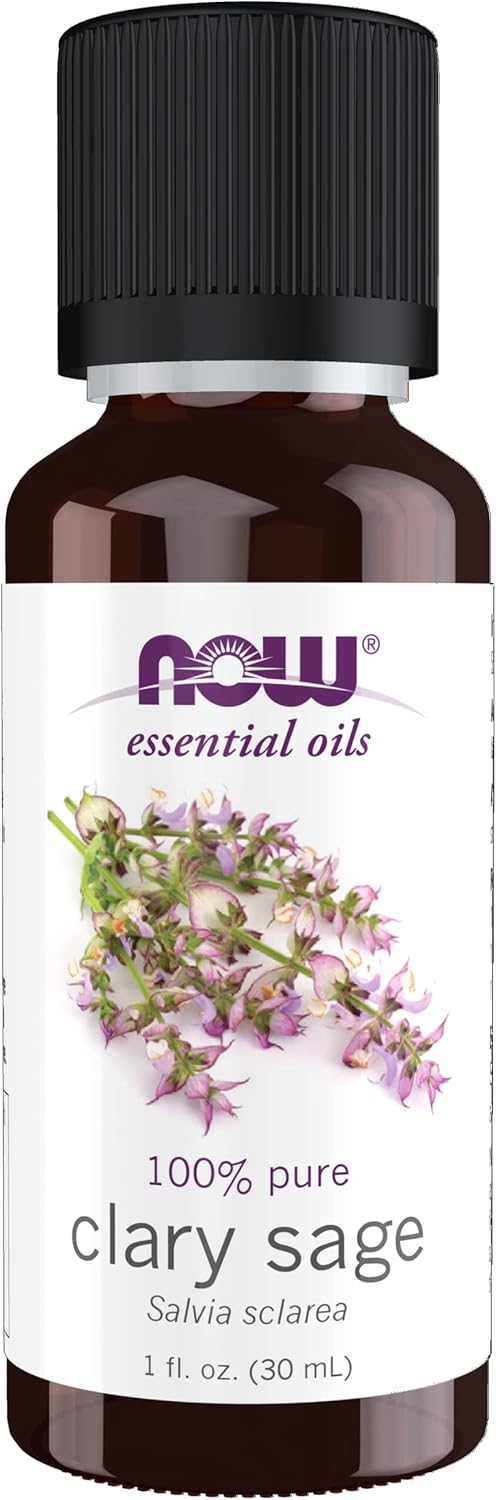 Now Essential Oils, Clary Sage Oil, Focusing Aromatherapy Scent, Steam Distilled, 100% Pure, Vegan, Child Resistant Cap, 1-