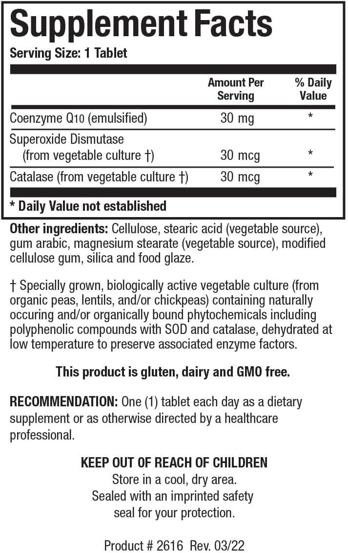 Biotics Research CoQZyme 30 Milligram of emulsified coenzyme Q10 CoQ10. Supplies Superoxide dismutase and catalase, Two Important antioxidants 60 Tabs : Health & Household