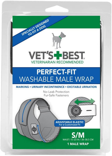 Vet's Washable Male Dog Diapers | Absorbent Male Wraps with Leak Protection | Excitable Urination, Incontinence, or Male Marking |1 x Diaper per Pack?3165810420