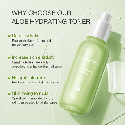 Aloderma Hydrating Aloe Face Serum Made with 69% Organic Aloe Vera - Deep Moisturizing Lightweight Aloe Vera Facial Serum with Hyaluronic Acid for Flawless Skin - Nourishing Serum for Face - 1.7oz