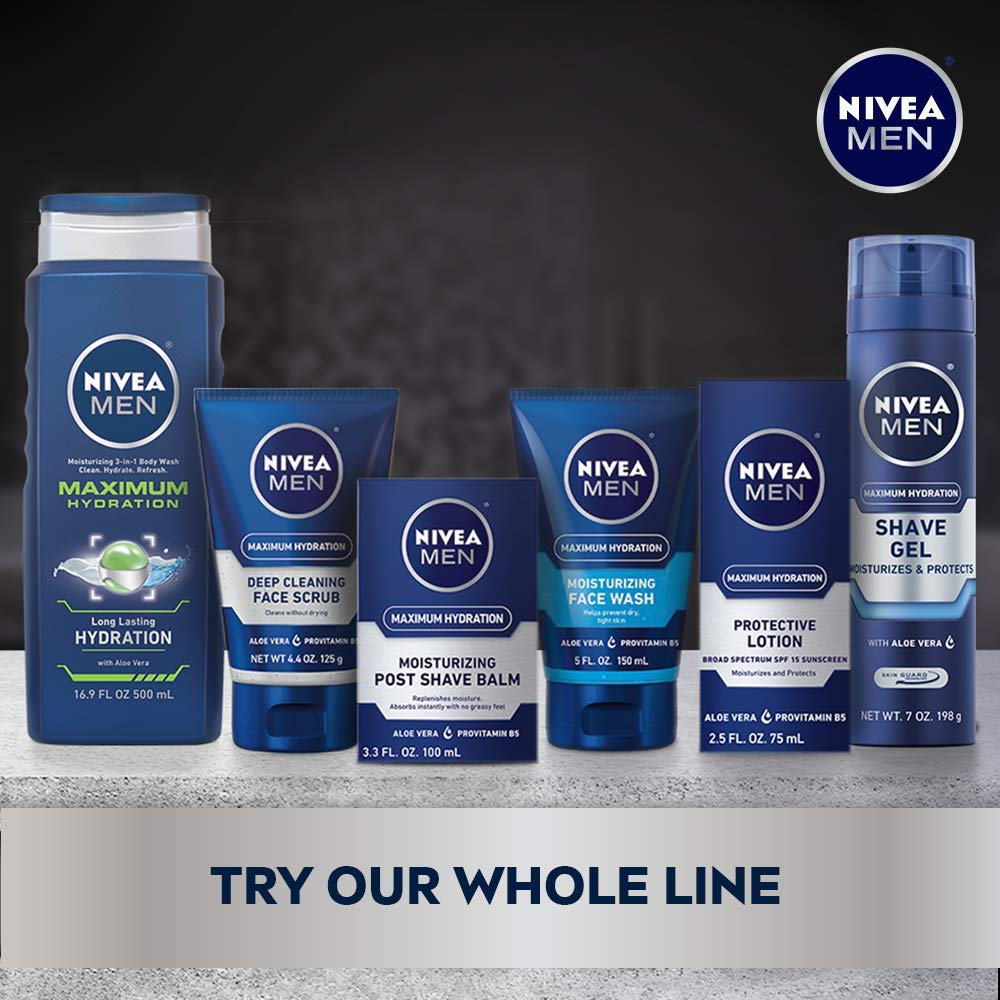 NIVEA MEN Maximum Hydration Deep Cleaning Face Scrub with Aloe Vera and Provitamin B5, Exfoliating Face Wash Cleanses Without Drying, 3 Pack of 4.4 Oz Tubes : Beauty & Personal Care