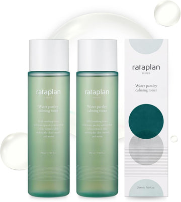 Rataplan Water Parsley Calming Toner 2 Pack - With Centella Asiatica, Heartleaf, Korean Skin Care, Reduce Skin Heat, Hypoallergenic Soothing Toner