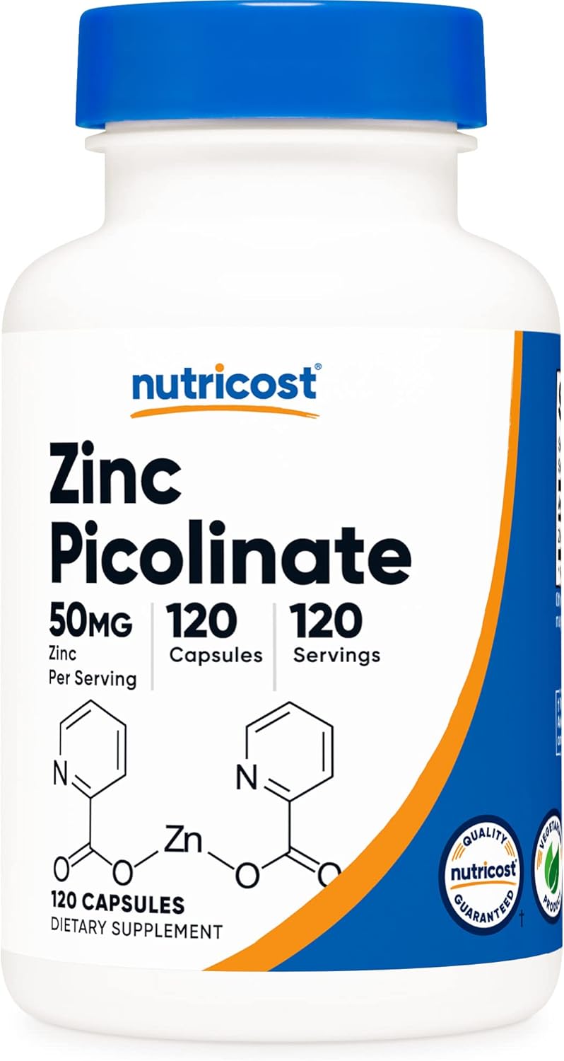 Nutricost Zinc Picolinate 50mg, 120 Vegetarian Capsules - Gluten Free and Non-GMO