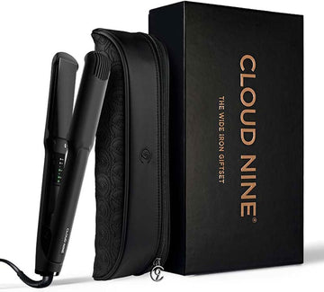 Cloud Nine The Wide Iron Hair Straightener Gift Set | Ceramic Floating Plates Cushion Spring Flex Technology | Variable Temperature Control 100°C - 200°C | Professional Design For Range Of Hair Types…