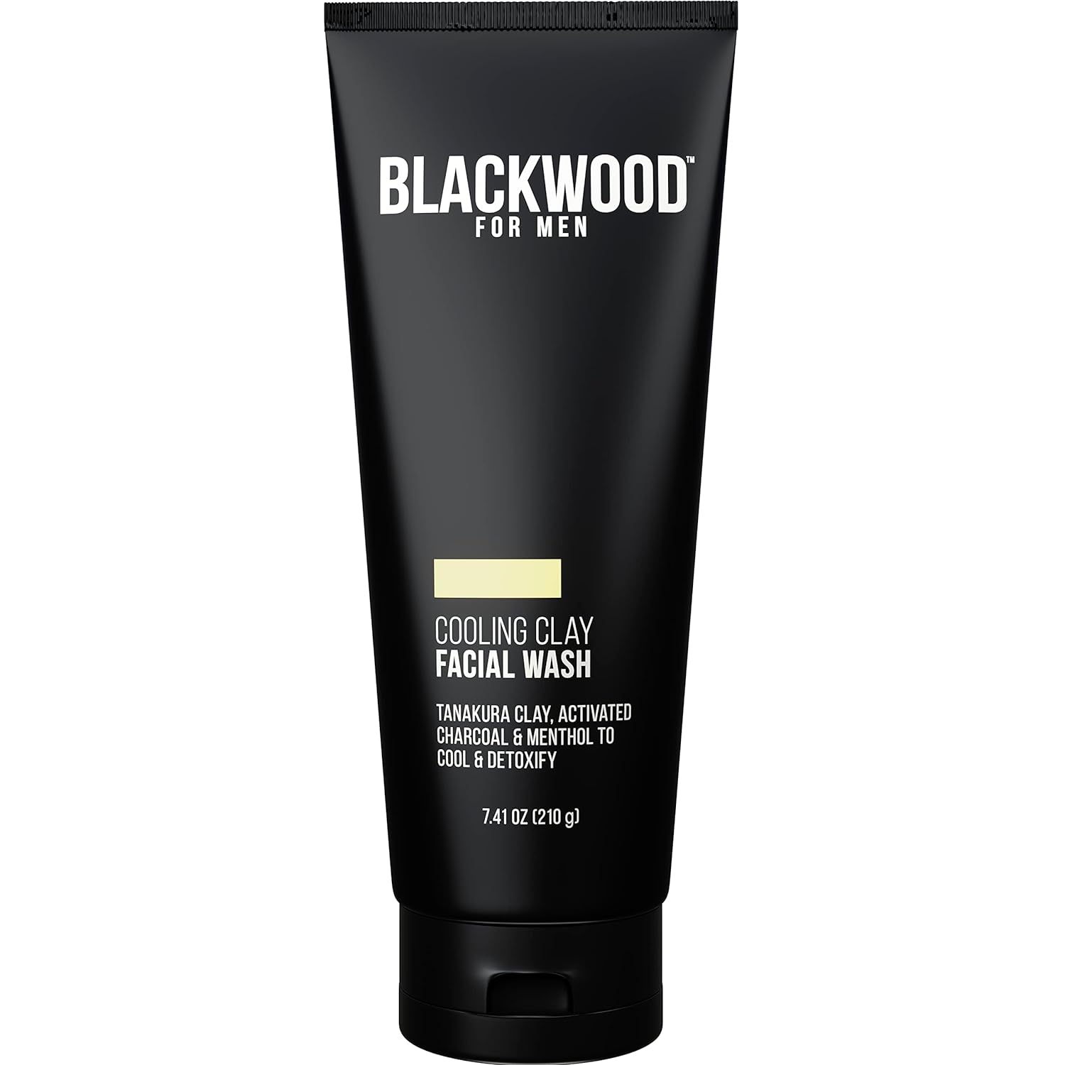 Blackwood For Men Cooling Clay Face Wash - Activated Charcoal, Menthol, & Tanakura Clay Cleanser & Mask For Deep Cleansing & Acne Treatment - Sulfate Free, Paraben Free, & Cruelty Free (7.41 Oz)