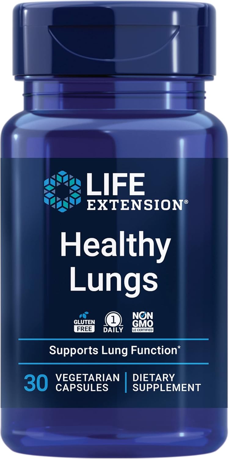 Life Extension Healthy Lungs – Lung Support Supplement - Helps Maintain Lung & Breathing Health With Boswellia, Bael, Saffron, Andrographolide - Gluten-Free, Once Daily - 30 Vegetarian Capsules