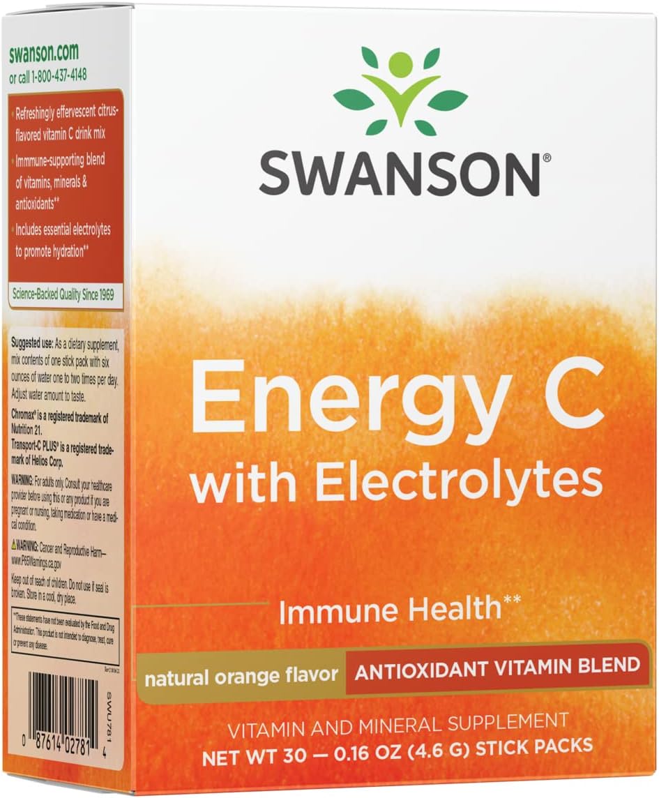 Swanson Vitamin 1000 Milligrams Energy Vitamin C With Electrolytes 30-0.16 Ounce (4.6 G) Packets