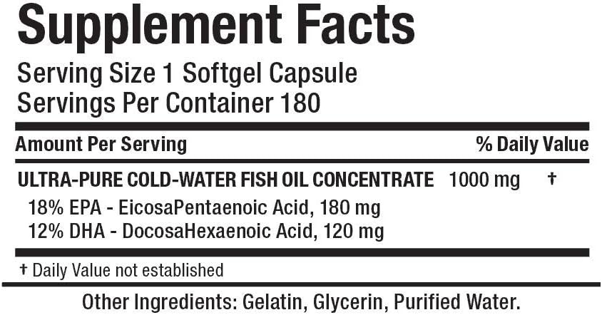 ALLMAX Nutrition Omega 3 Ultra-Pure Cold-Water Fish Oil Concentrate, 180 Count : Health & Household