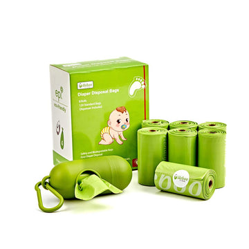 Baby Disposable Diaper Bags, Waste Bags 8 Refill Rolls/120 Bags With Dispenser, Convenient And Quick Diaper Disposal, Unscented