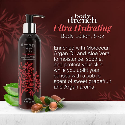 Body Drench Argan Oil Body Lotion – Hydrating & Moisturizing Lotion For Dry Skin With Moroccan Oil, Softens And Smooths Skin, 16.9 Fl Oz