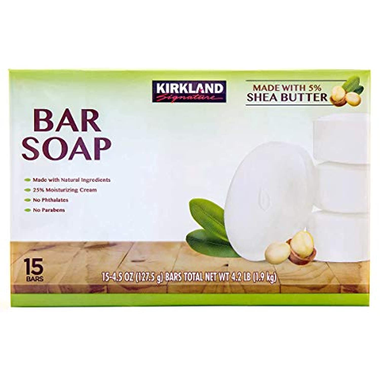 Kirkland Signature Bar soap made with 5% Shea Butter 15 bars 4.2