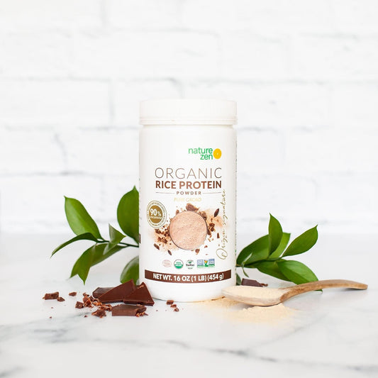Nature Zen Organic Vegan Protein Powder, Pure Cacao, Organic Rice Prot