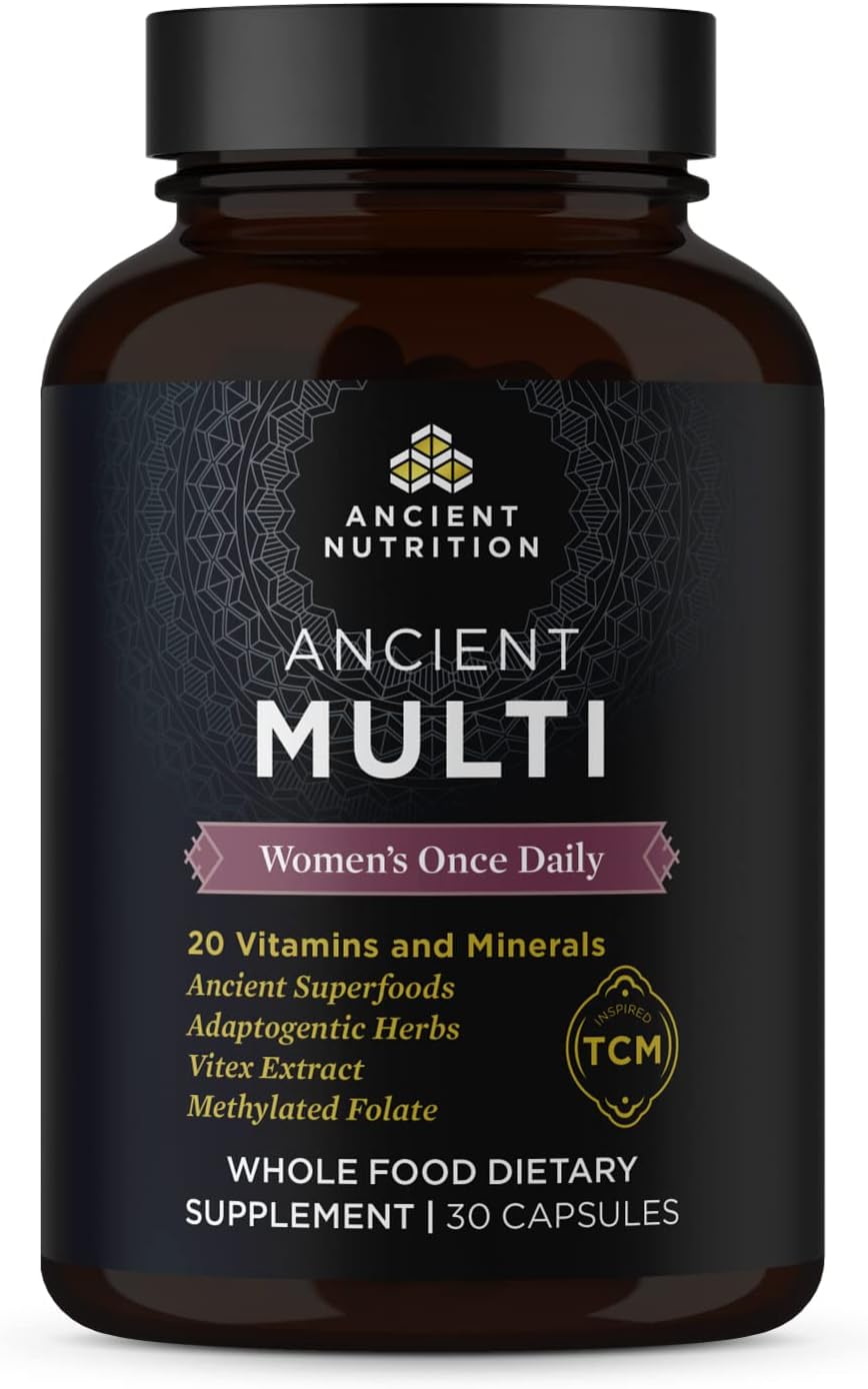 Multivitamin For Women By Ancient Nutrition, Ancient Multi Women'S Once Daily Vitamin Supplement, Vitamin B, Vitamin C And Vitamin K2, Folate And Iron Supplement, Supports Bone And Blood Health, 30Ct