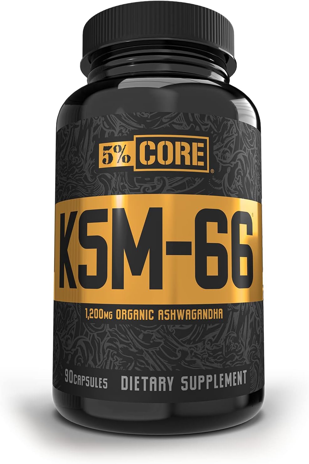 5% Nutrition Core KSM-66 Ashwagandha | 1,200mg Organic Ashwagandha Root Powder Extract | High Potency 5% Withanolides (45 Servings, 90 Capsules)