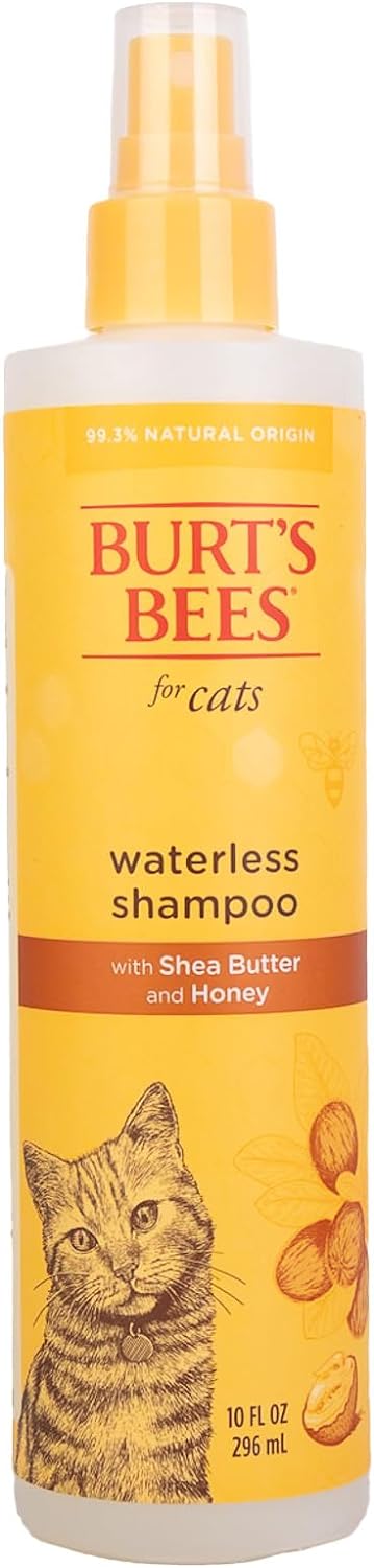 Burt's Bees for Pets Cat Natural Waterless Shampoo with Shea Butter and Honey | Cat Waterless Shampoo Spray | Easy to Use Cat Shampoo for Fresh Skin and Fur Without a Bath | Made in the USA, 10 Fl Oz