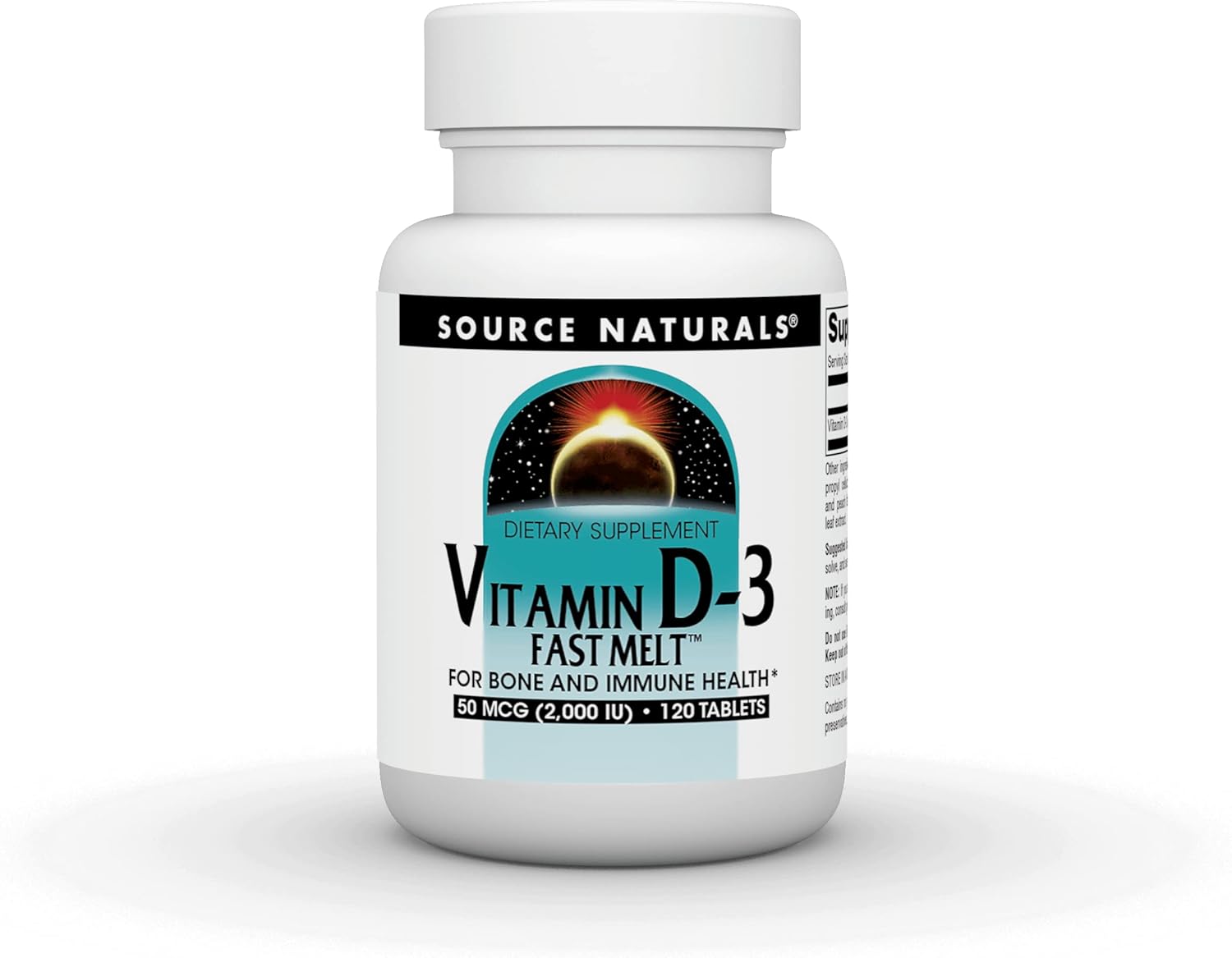 Source Naturals Vitamin D-3 2000 Iu Supports Bone & Immune Health - Black Cherry Peach Flavor - 120 Fast Melt Tablets