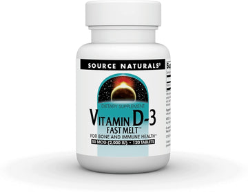 Source Naturals Vitamin D-3 2000 Iu Supports Bone & Immune Health - Black Cherry Peach Flavor - 120 Fast Melt Tablets