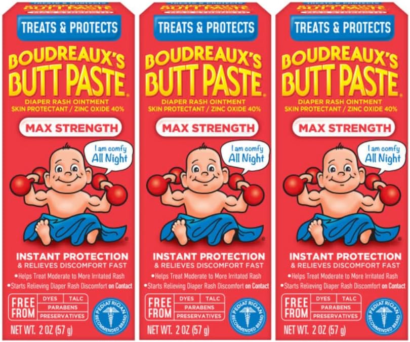 Boudreaux's Butt Paste Maximum Strength Diaper Cream, 2 Ounce (3 Pack)