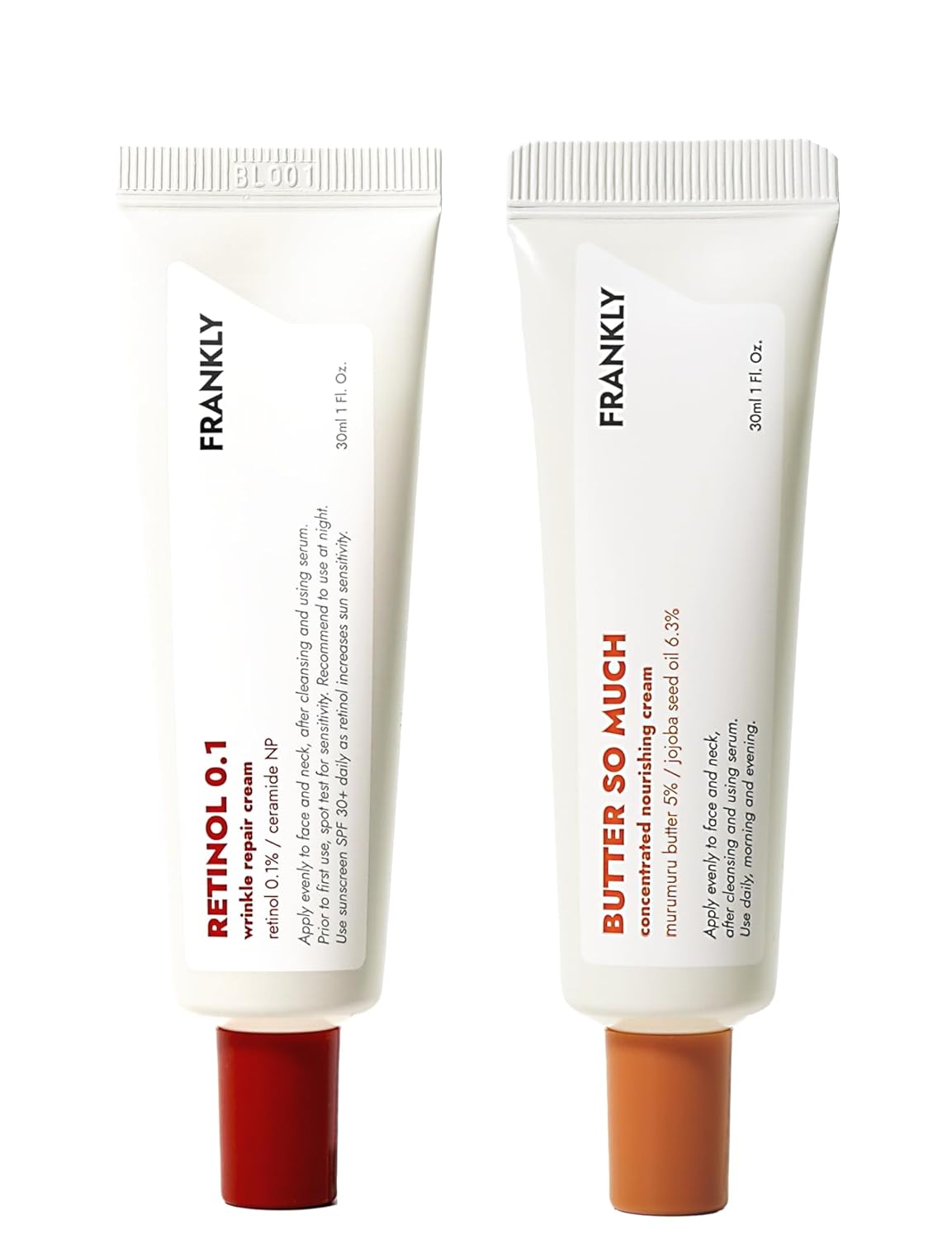 Frankly Skin Repair Duo: Retinol 0.1 Cream & Butter So Much Cream | Anti-Aging & Skin Turnover | Deep Moisturization | Vegan Butter, Jojoba Oil | Vegan & Curelty-Free | 2 Fl.Oz