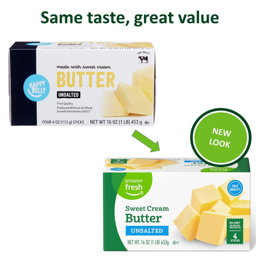 Amazon Fresh, Unsalted Butter Sticks, 16 Oz (Previously Happy Belly, Packaging May Vary)