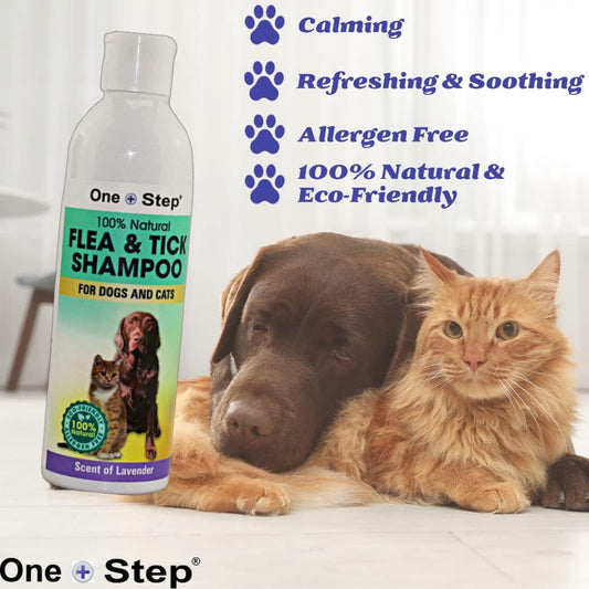 One Step Flea & Tick Shampoo For Dogs & Cats 100% Natural, Allergen Free, Scent Of Lavender 250Ml