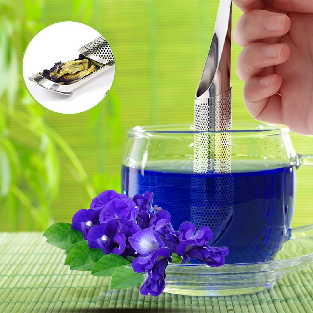 BLUE TEA - Pipe Design Tea Infuser | Sleek & Stylish Strainer for Loose Leaf Tea, Herbals, Spices | Easy squeeze, Stainless Tea Filter, Fine-Steeper, Diffuser | Reusuable: Home & Kitchen