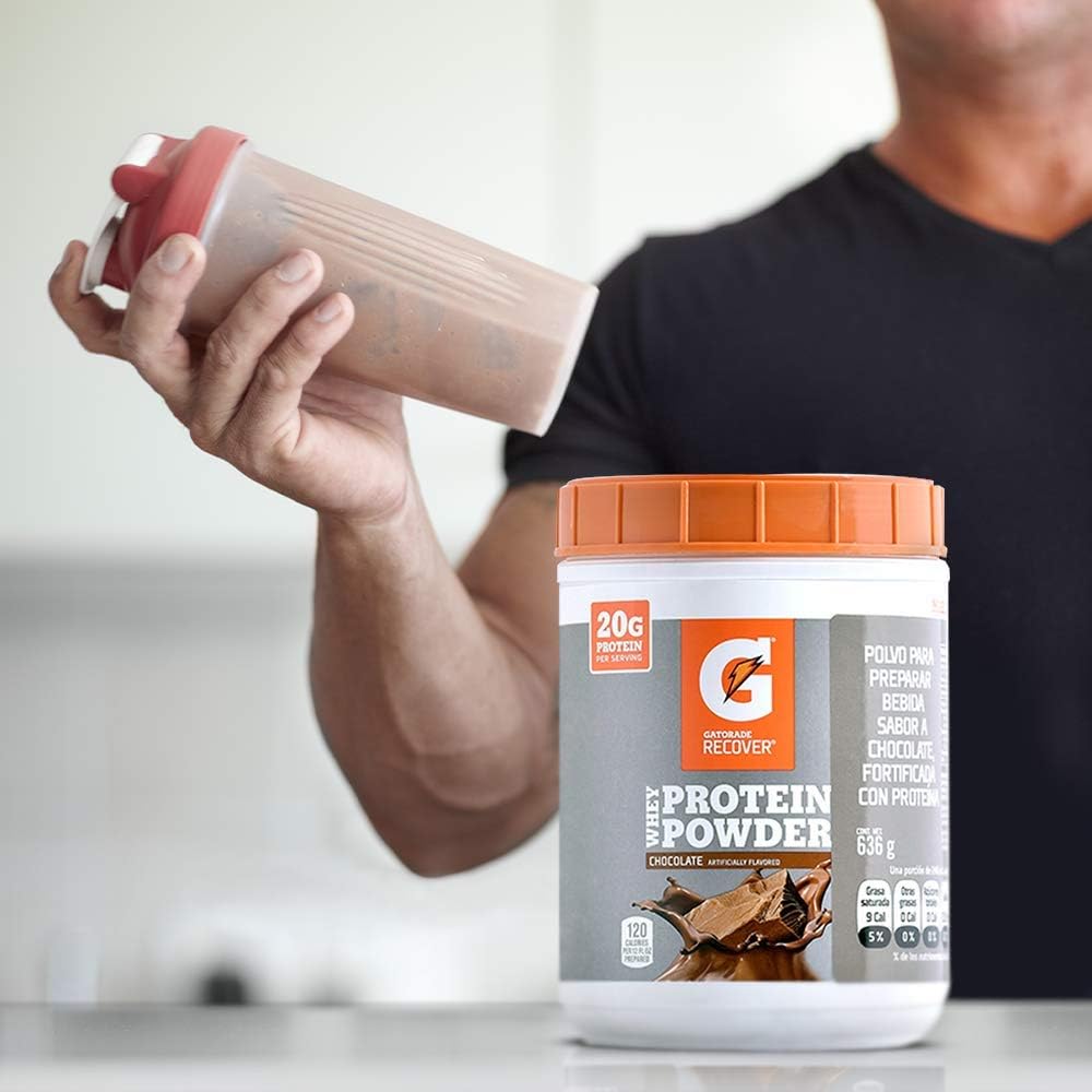 Gatorade Whey Protein Powder, Chocolate, 22.4 Ounce (20 servings per canister, 20 grams of protein per serving) : Health & Household