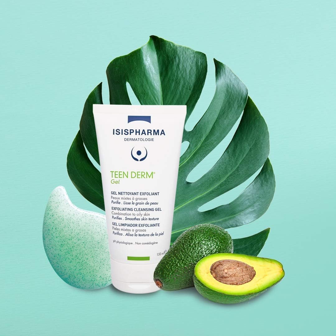 Isispharma Teen Derm Gel - Exfolianting Face Wash - Cleanser Face Wash For Combination To Oily Skin - Salicylic Acid And Natural Exfoliating Beads - Acne Treatment - Glass Skin Effect - Made In France