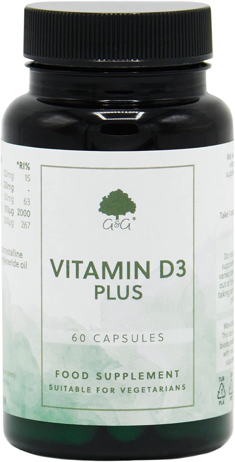 Vitamin D3 Plus - Vitamin D (4000Iu), C & K Supplement - 60 Vegetarian Capsules - Non Gmo, Made In The Uk By G&G Vitamins