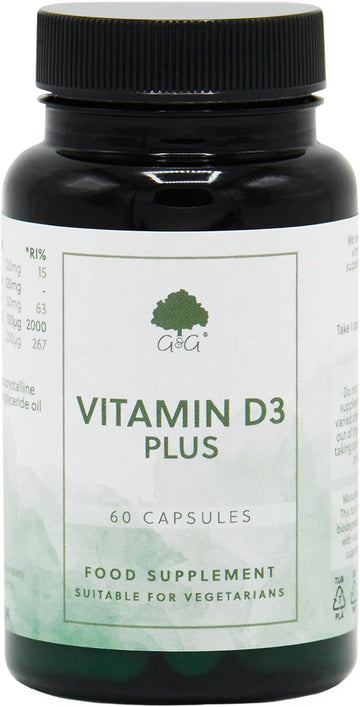 Vitamin D3 Plus - Vitamin D (4000Iu), C & K Supplement - 60 Vegetarian Capsules - Non Gmo, Made In The Uk By G&G Vitamins
