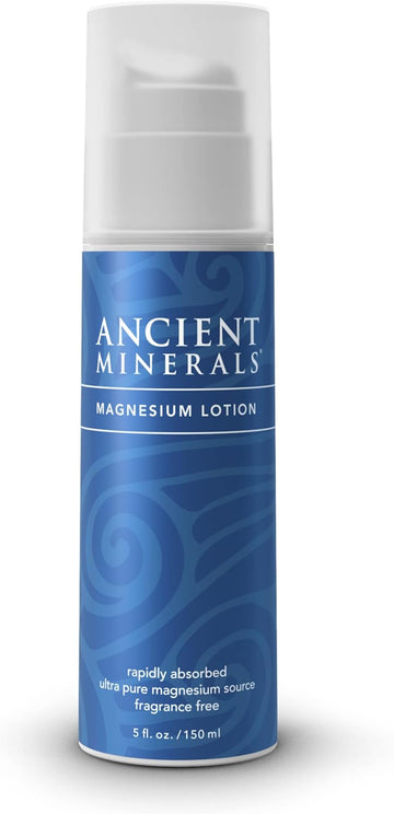 Ancient Minerals Magnesium Lotion – Zechstein Magnesium Chloride Cream With Shea Butter, Organic Oils & Hyaluronic Acid For Skin Hydration, Non-Greasy Body Lotion, 5Oz