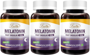 Lovita Melatonin 12 Mg Fast Dissolve Tablets, Exclusive Formula With Vitamin B6, L-Theanine And 5-Htp 120 Tablets