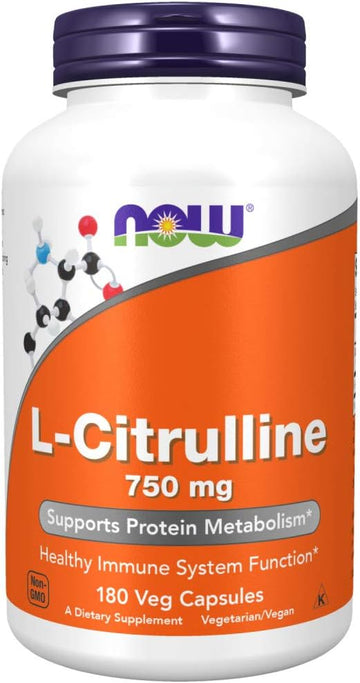 Now Foods Supplements, L-Citrulline 750 Mg, Supports Protein Metabolism*, Amino Acid, 180 Veg Capsules