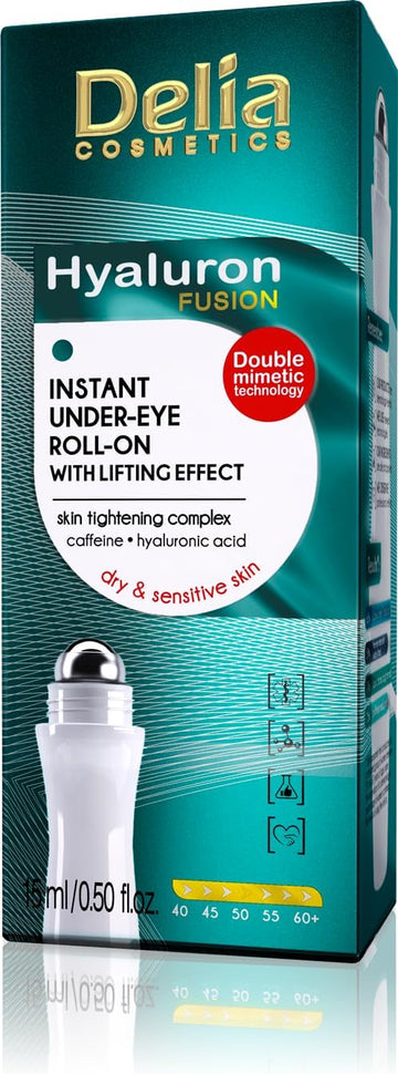 Delia - Hyaluron Fusion - Roll-On Lifting Effect Eye Contour - Instant Under-Eye Tightening Complex - For Dark Circles & Crow'S Feet - Brighter, Smooth Look - 15 Ml