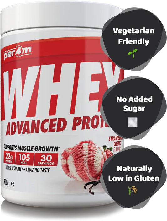 Per4M Protein Whey Powder | 30 Servings Of High Protein Shake With Amino Acids | For Optimal Nutrition When Training | Low Sugar Gym Supplements (Cereal Milk, 900G)
