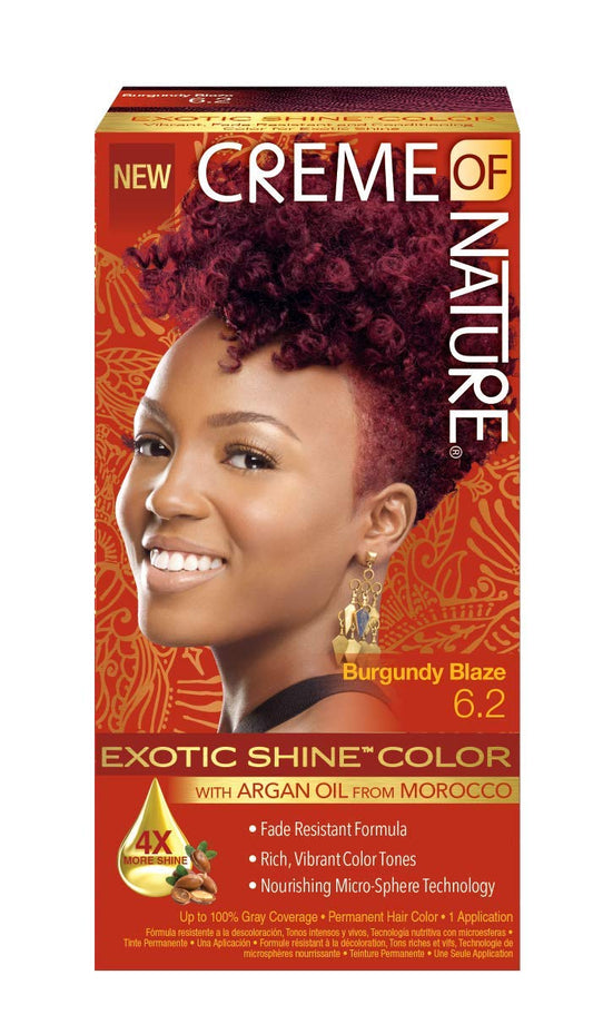 Exotic Shine Hair Color by Creme of Nature, 6.2 Burgundy Blaze, with Argan Oil from Morocco, 1 Application : Beauty & Personal Care