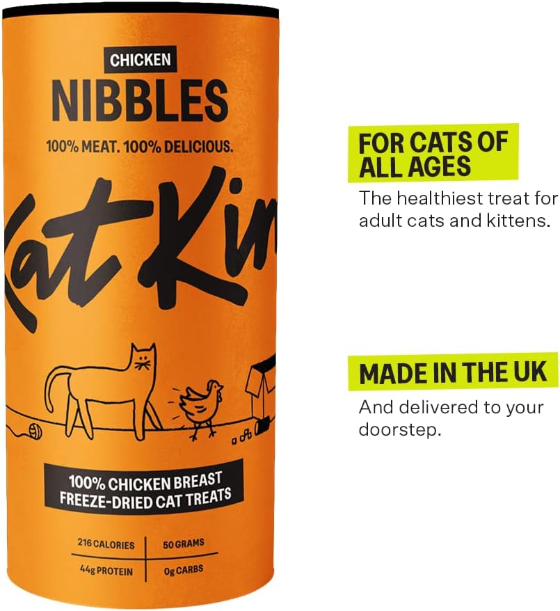 KatKin Chicken Nibbles (50g Tube): 100% Chicken Breast Freeze-Dried Cat Treats – Delicious Fresh Chicken; Freeze-Dried to Protect Nutrition; Made in the UK for Cats and Kittens :Pet Supplies