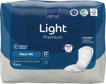 Abena Light Incontinence Pads, Eco-Labelled Women's Incontinence Pads Adults, Breathable And Comfortable With Fast Absorption And Protection, Light Maxi 4A, 1000ml, 8PK