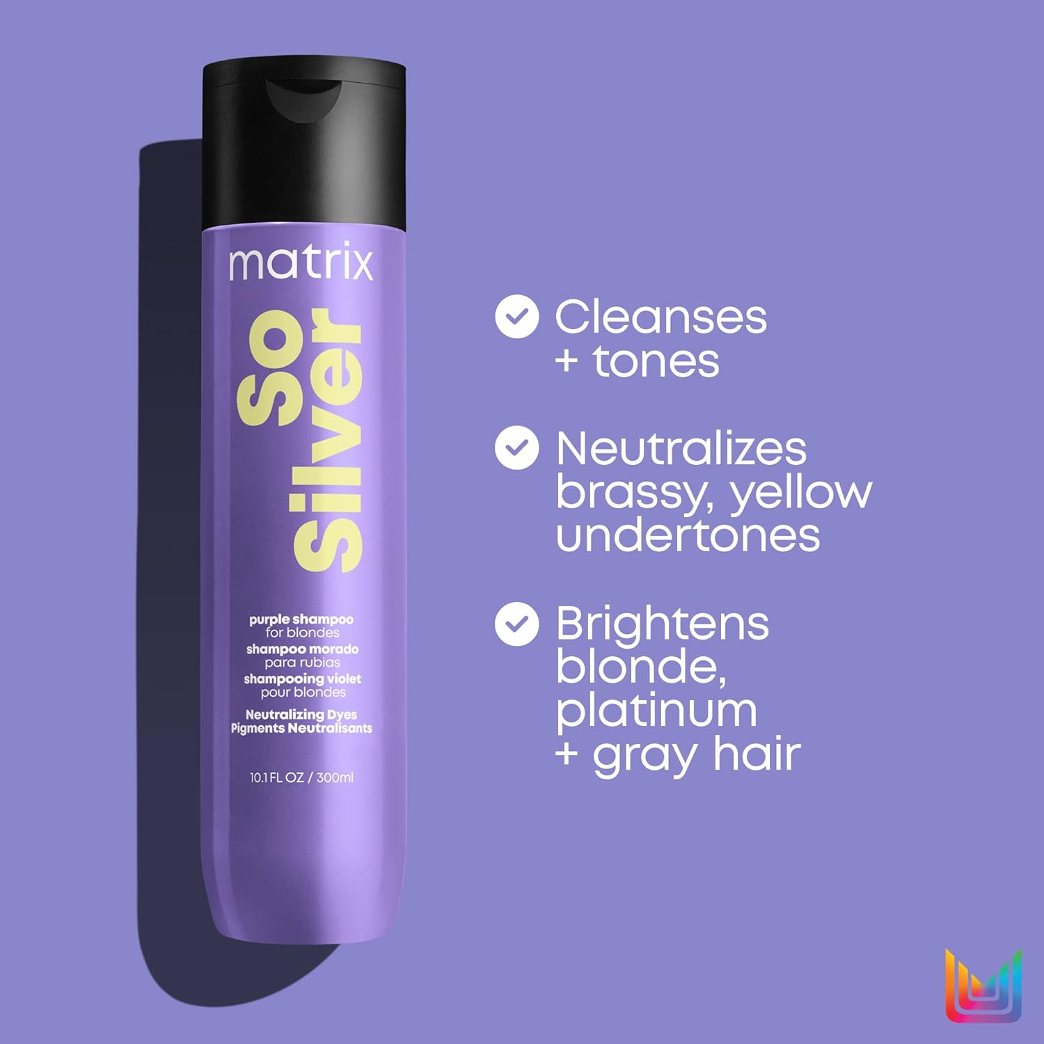 MATRIX Total Results So Silver Color Depositing Purple Shampoo For Neutralizing Yellow Tones | Tones Blonde & Silver Hair | For Color Treated Hair : Beauty & Personal Care