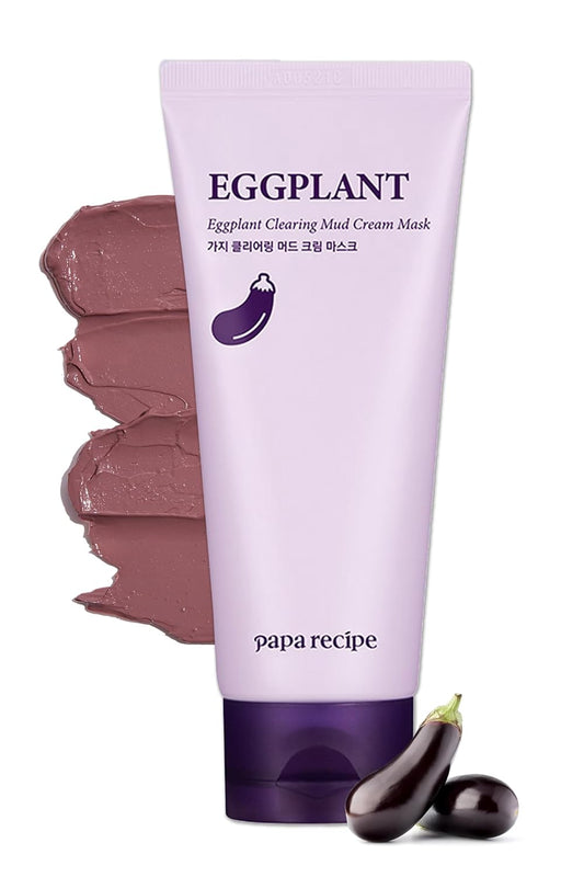 Papa Recipe Eggplant Mud Cream Mask, Hydrating Wash Off Pack, Pore Cleansing Exfoliator, Korean Skin Care For Men And Women,100Ml Fl Oz