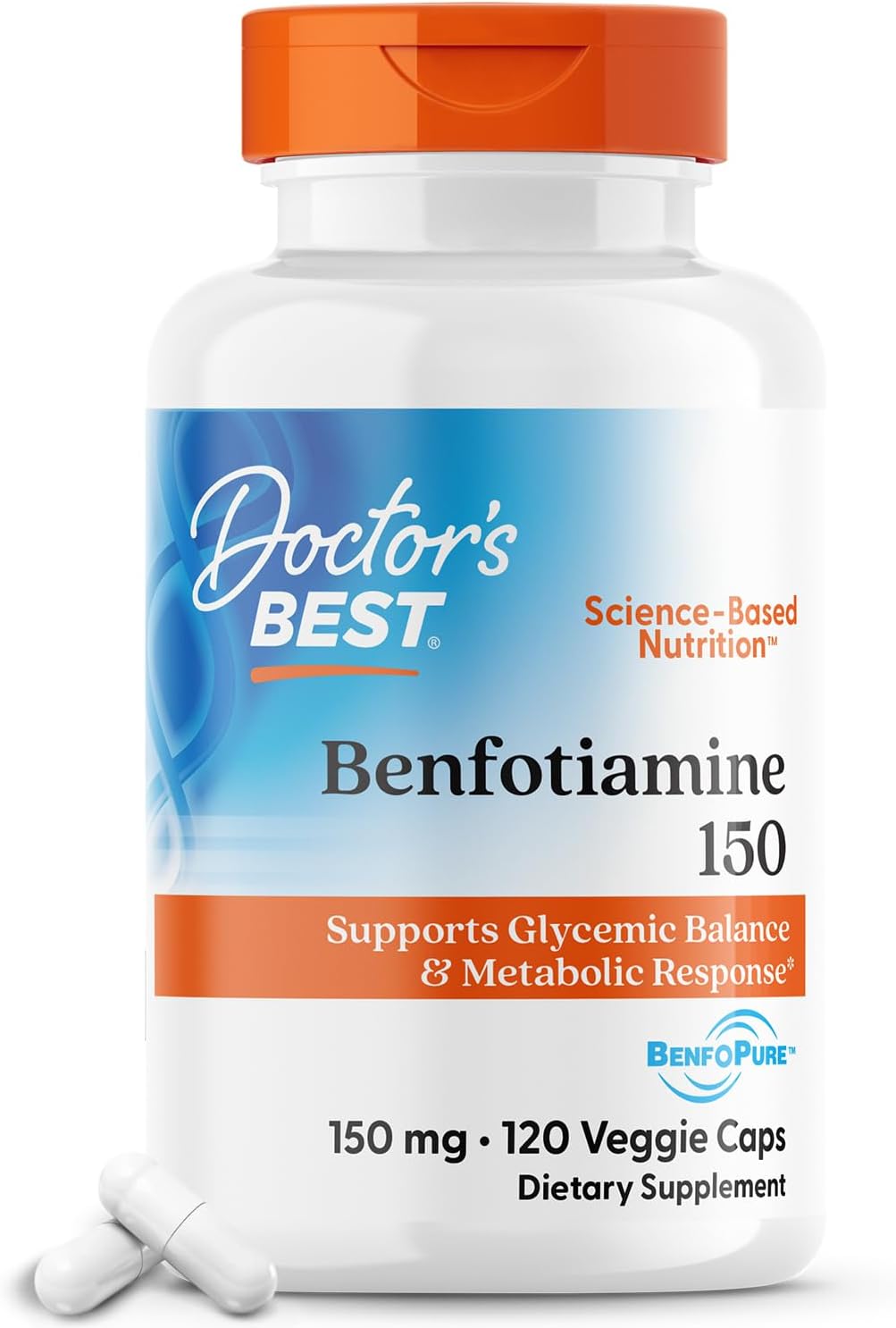 Doctors Best Benfotiamine 150, Supports Glycemic Balance & Metabolic Response, Non-Gmo, Gluten Free, Soy Free, Vegan 120 Veggie Caps