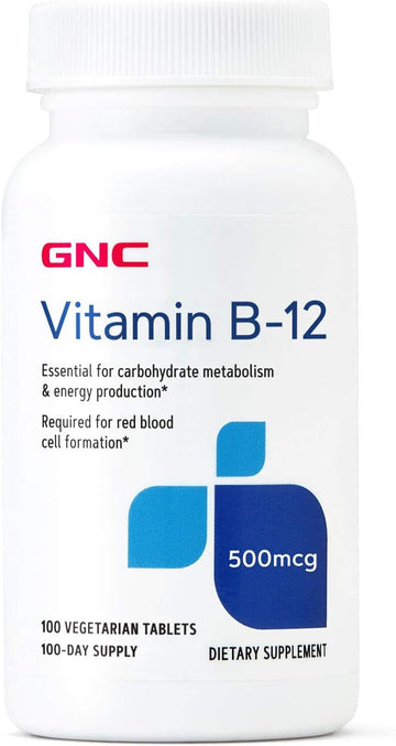 Gnc Vitamin B-12 500Mcg, 100 Tablets, Supports Energy Production