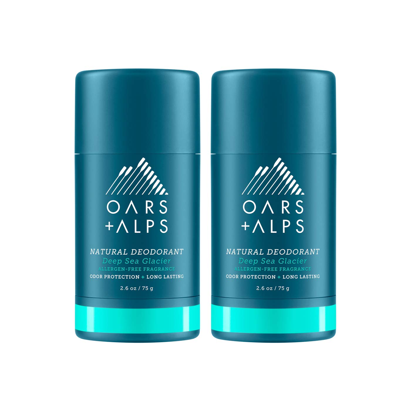 Oars + Alps Aluminum Free Deodorant for Men and Women, Dermatologist Tested, Travel Size, Deep Sea Glacier, 2 Pack, 2.6 Oz Each