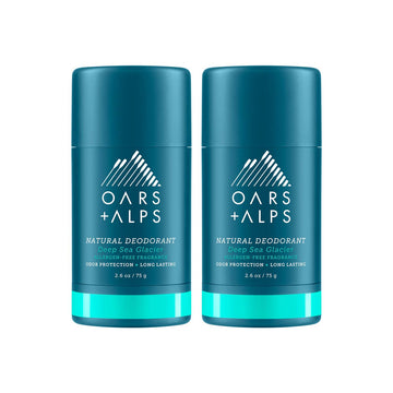 Oars + Alps Aluminum Free Deodorant for Men and Women, Dermatologist Tested, Travel Size, Deep Sea Glacier, 2 Pack, 2.6 Oz Each