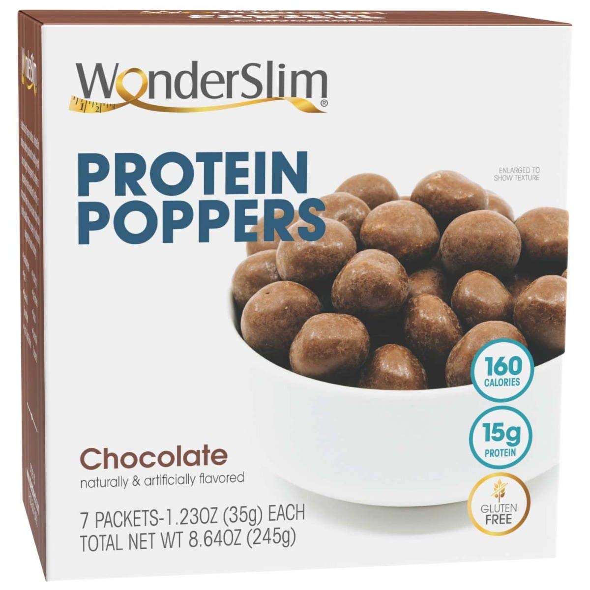 Wonderslim Popper Puff Snacks, Chocolate, 160 Calories, 15G Protein, Gluten Free (7Ct)