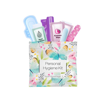 Menstrual Kit All-in-One | Convenience on The Go | Single Period Kit Pack for Travelling, Tweens & Teenagers | Individually Wrapped Feminine Hygiene Products (Butterflies) (Single)