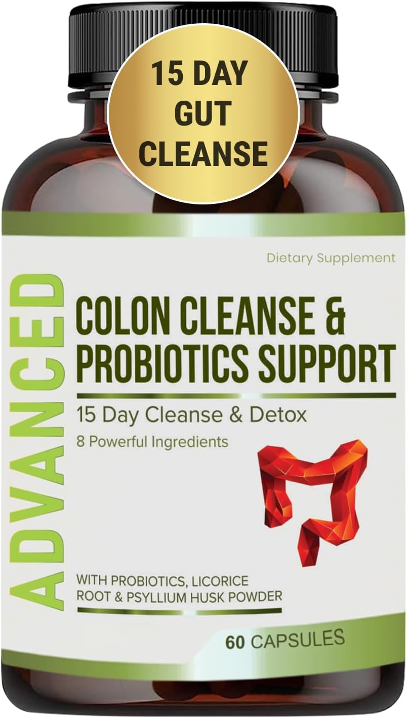 15 Day Gut Cleanse Detox For Women & Men - Advanced 15 Days Colon Cleanse With Probiotics And Psyllium Husk For Constipation Relief, Digestive Health, Colon Cleanser & Gut Health.60 Caps