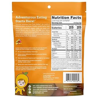 Fresh Bellies Freeze Dried Fruit Mango for Kids & Toddlers - Healthy, Vegan Baby Snacks with No Sugar Added, 1 Year Old +, Gluten Free, 6 Pack