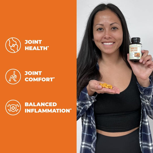 Turmeric Curcumin with Black Pepper Extract (Bioperine) & Organic Tumeric Vegan Joint Support Supplement. 95% Curcuminoids Turmeric Supplement for Healthy Joints & Immune Support. 60 Curcuma Capsules